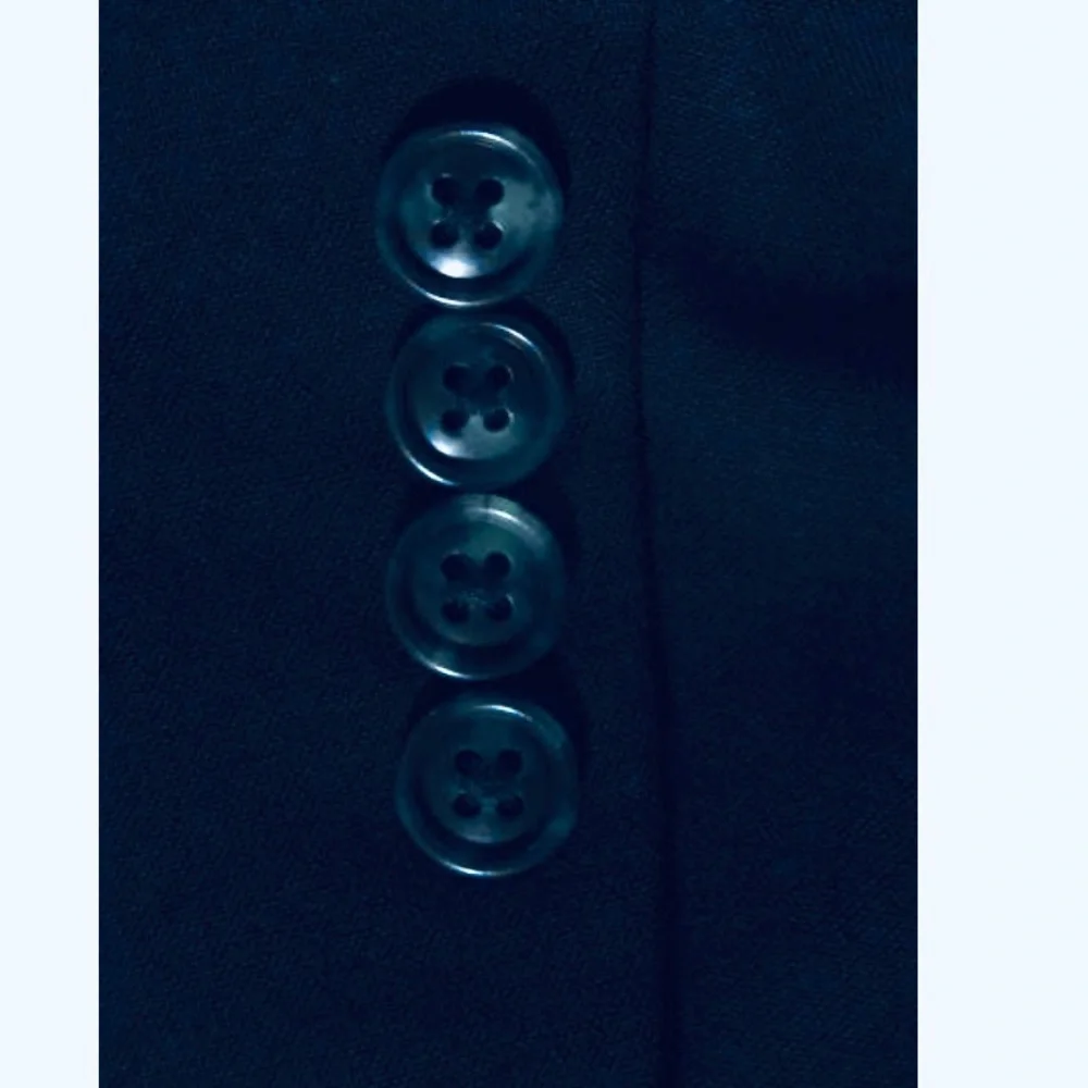 VERSINI Wool Darted Buttoned Collared Long Sleeve Blazer Navy EUR 38L